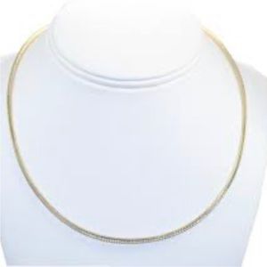 14k Two Tone Gold Omega Necklace
